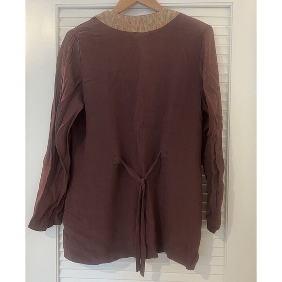 Yasuko Jacket M/L Brown Floral Kimono Silk Art To Wear Lagenlook Mixed Media - Picture 4 of 5